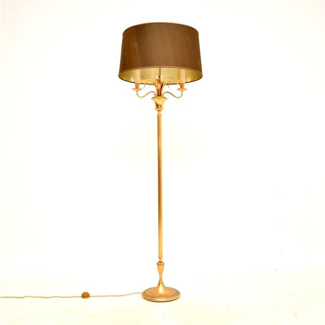 Brown Vintage French Brass Floor Lamp, 1970s For Sale - Image 8 of 8