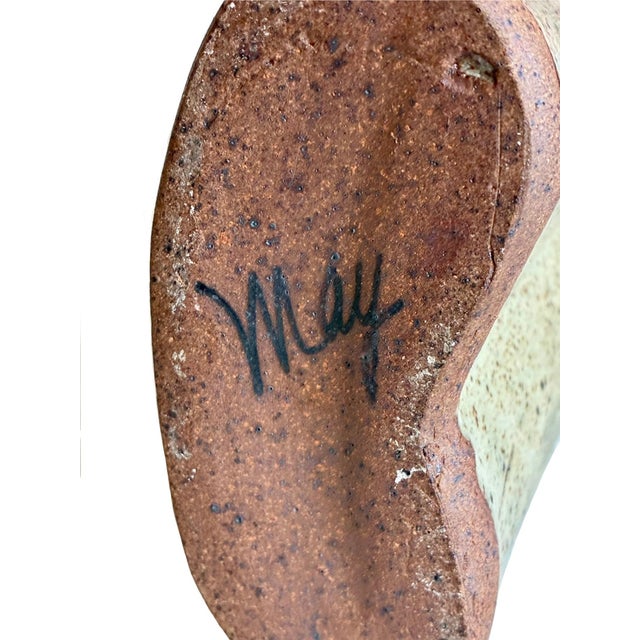 Signed Mid-Century Modern Tall Stoneware Speckle Vase: 1970s Abstract Ceramic Art For Sale - Image 10 of 10