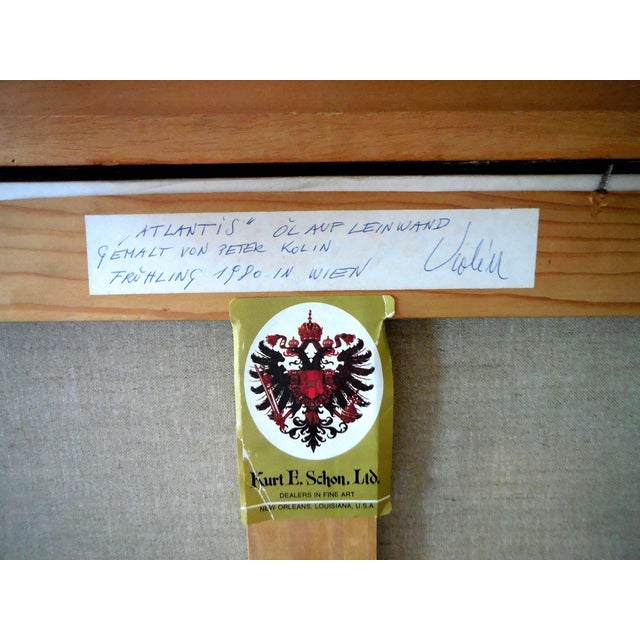 Peter Kolin, Atlantis, Large Surrealist Oil Painting. Viennese Fantastic Realism, 1980 For Sale In Miami - Image 6 of 10