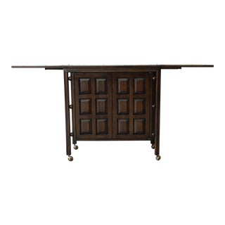John Widdicomb Dark Walnut Spanish Colonial Style Bar Cart For Sale