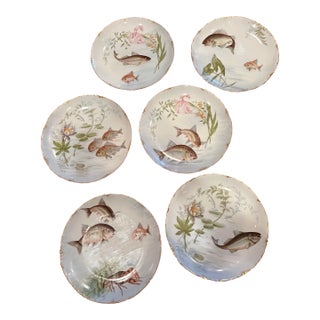 Early 20th Century Rosenthal Versailles Fish Course Plates — Set of Six, Each With a Different Scene. For Sale