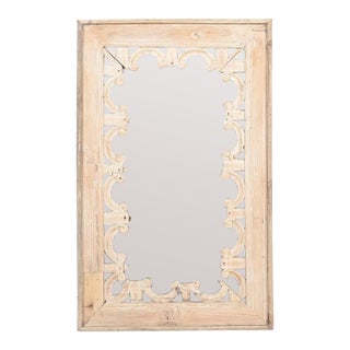 Vintage Indian Bleached Teakwood Mirror For Sale