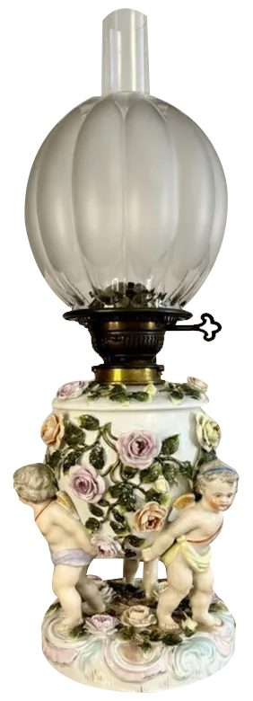 Victorian Porcelain Oil Lamp, 1880s