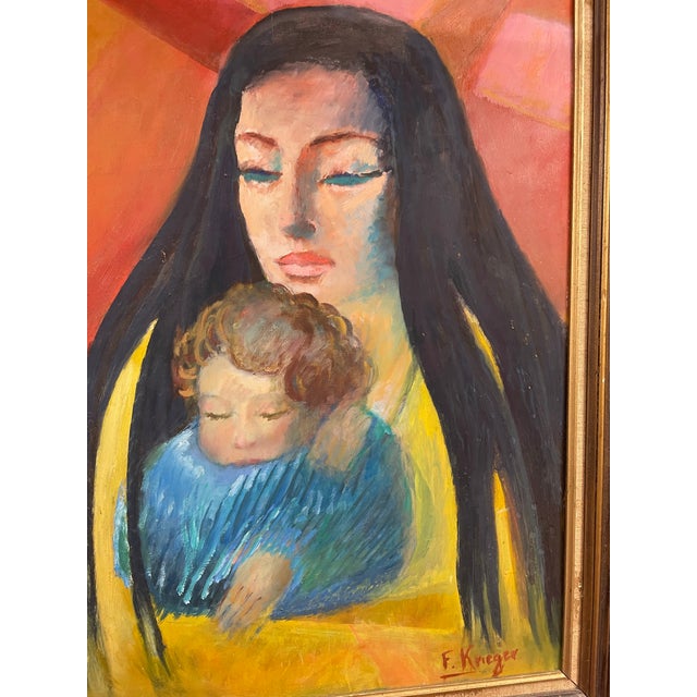 American Florence Krieger American Artist Painting Mother and Child For Sale - Image 3 of 12