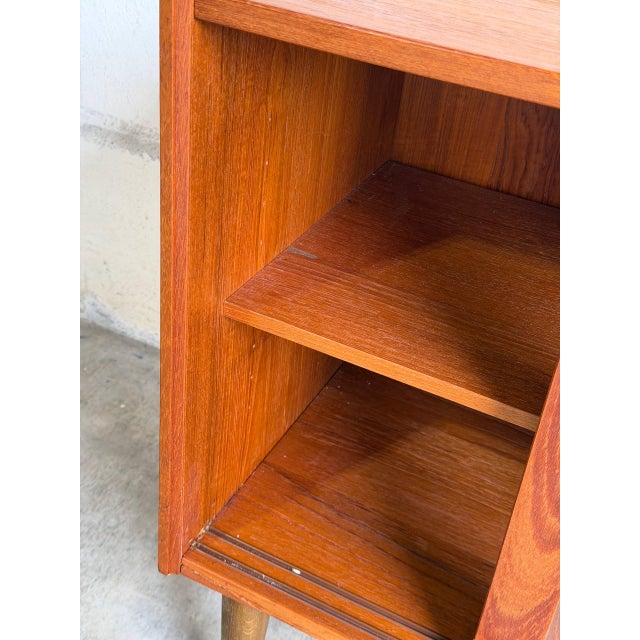 Wood Vintage Danish Teak Display Cabinet With Sliding Glass Doors 1960s For Sale - Image 7 of 10