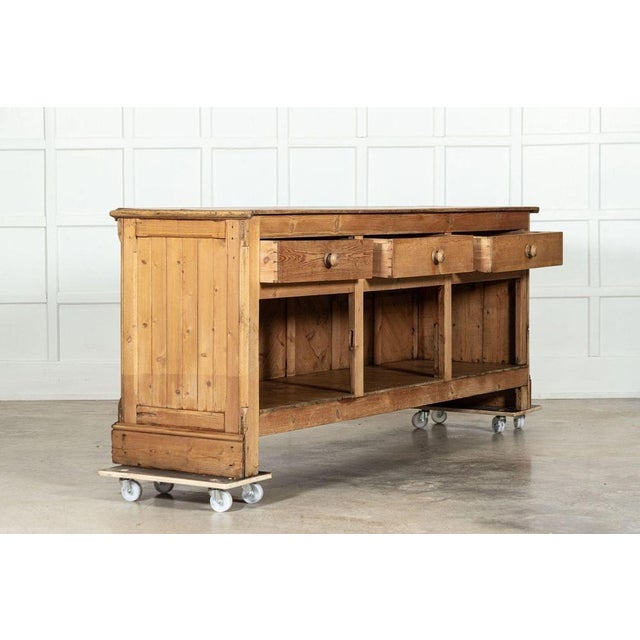 Large 19th Century English Pine Shop Counter, 1870s For Sale - Image 6 of 15