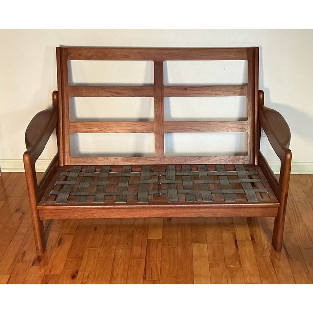 Mid 20th Century Vintage Mid Century Modern Danish Solid Teak Loveseat Lounge, Circa 70s For Sale - Image 5 of 11