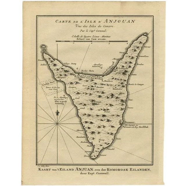 Mid 18th Century Antique Map of Anjouan or Ndzuani Island, 1749 For Sale - Image 5 of 5