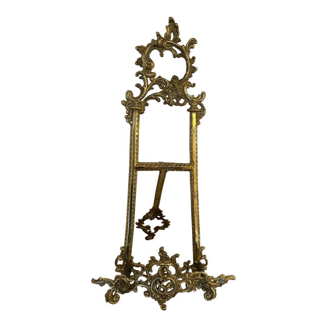 Vintage Brass Table Top Easel, Large For Sale