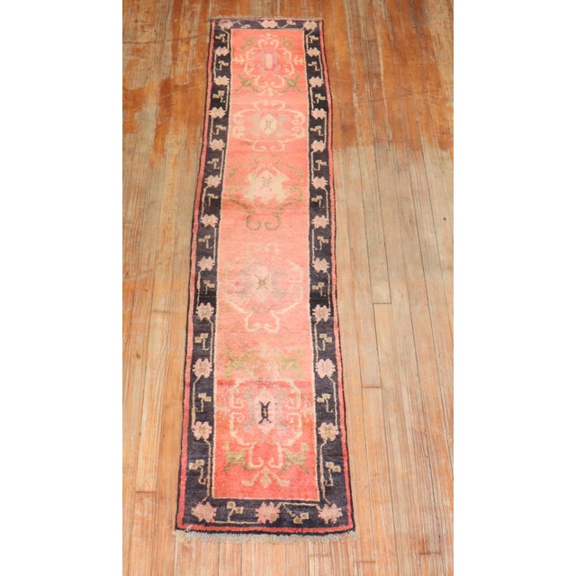 Narrow Antique Orange Tibetan Runner - 1'7" x 7'6" For Sale - Image 9 of 9