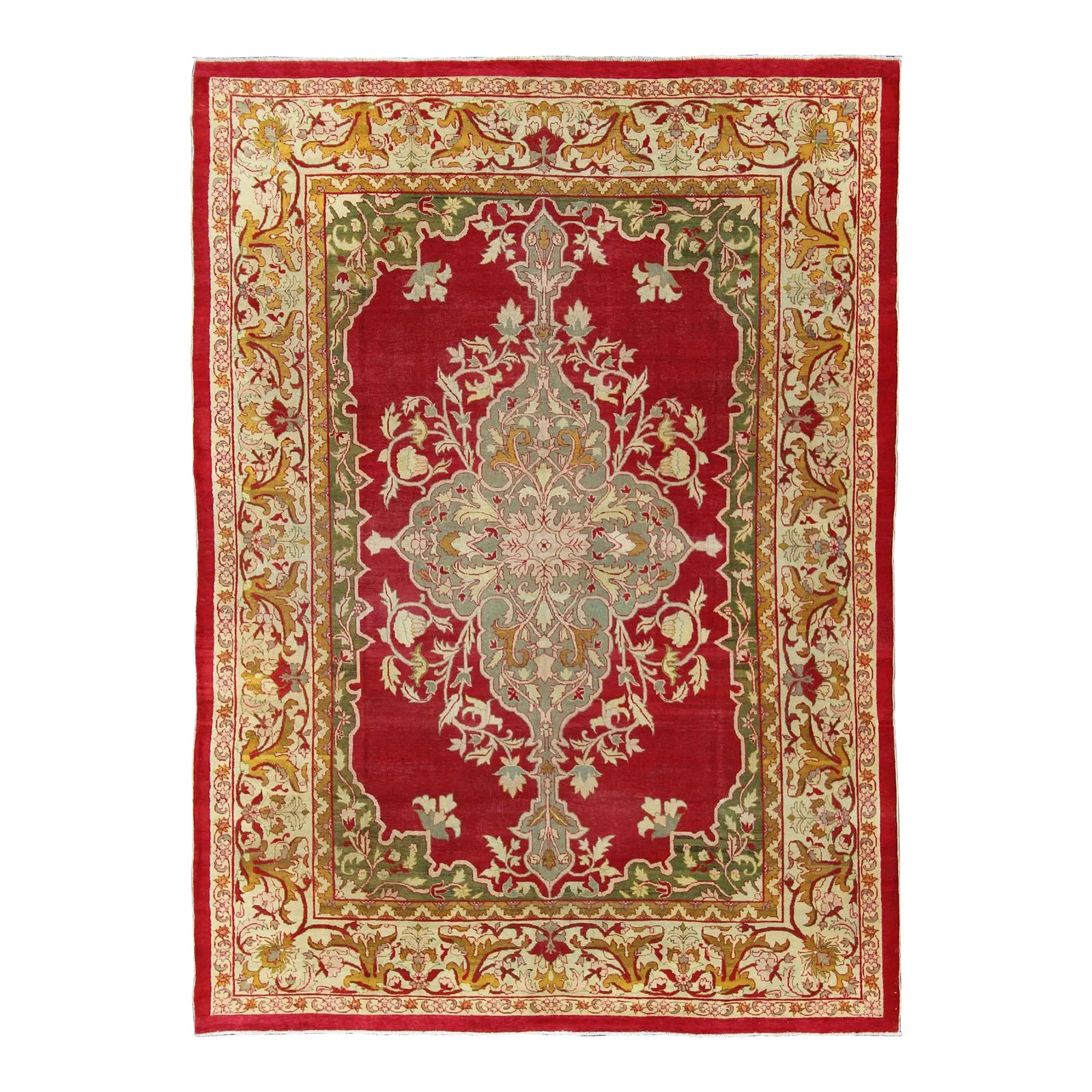 Early 20th Century Indian Agra Antique Rug With Center Medallion in ...
