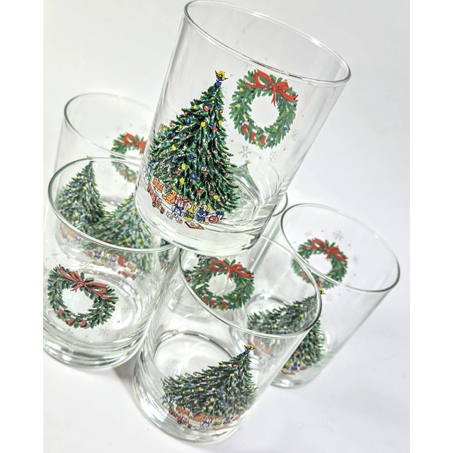 Christmas Tree Double Old Fashioned Glasses- Set of Six For Sale - Image 9 of 12