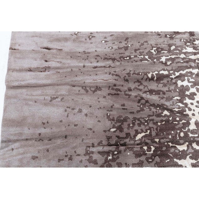 Modern Abstract Taupe Silk Rug "Chocolate Reservoir" Designed By Brett Beldock For Sale In New York - Image 6 of 8