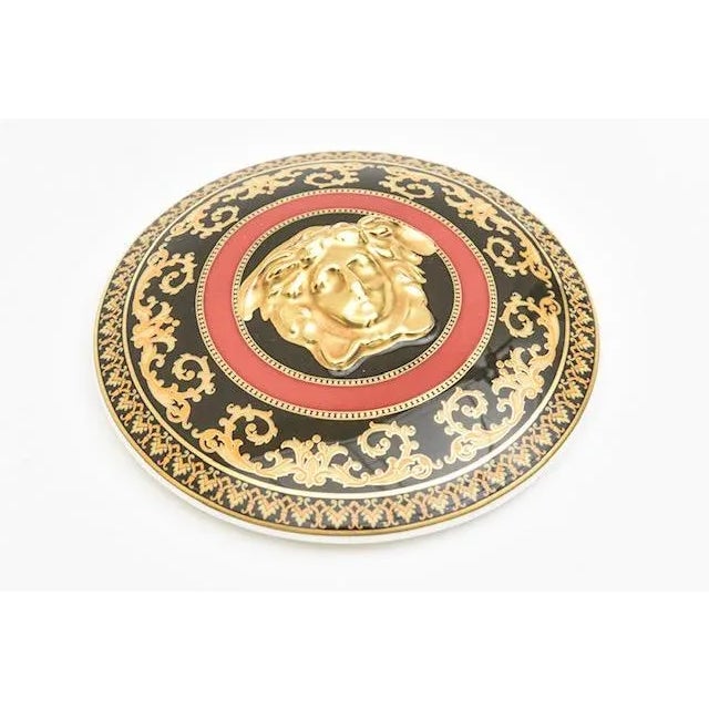 1990's Versace for Rosenthal Medusa Porcelain Box 2 Part Red, Black, Gold For Sale - Image 10 of 12