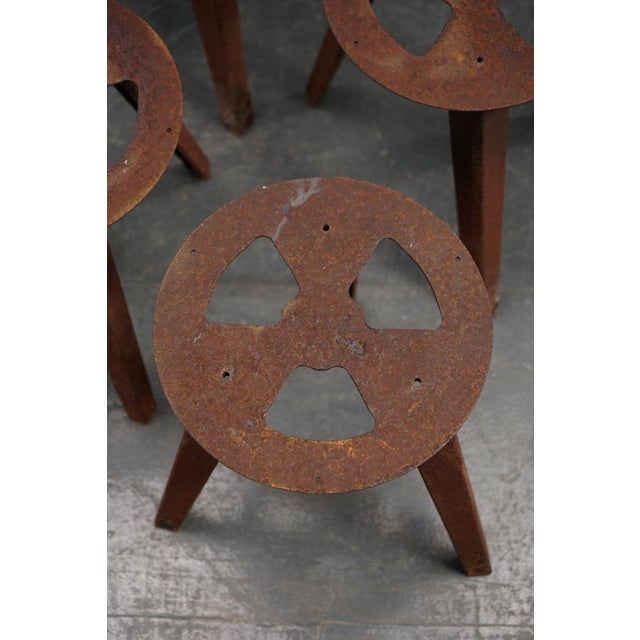 Metal Industrial Stool in Wood For Sale - Image 7 of 15