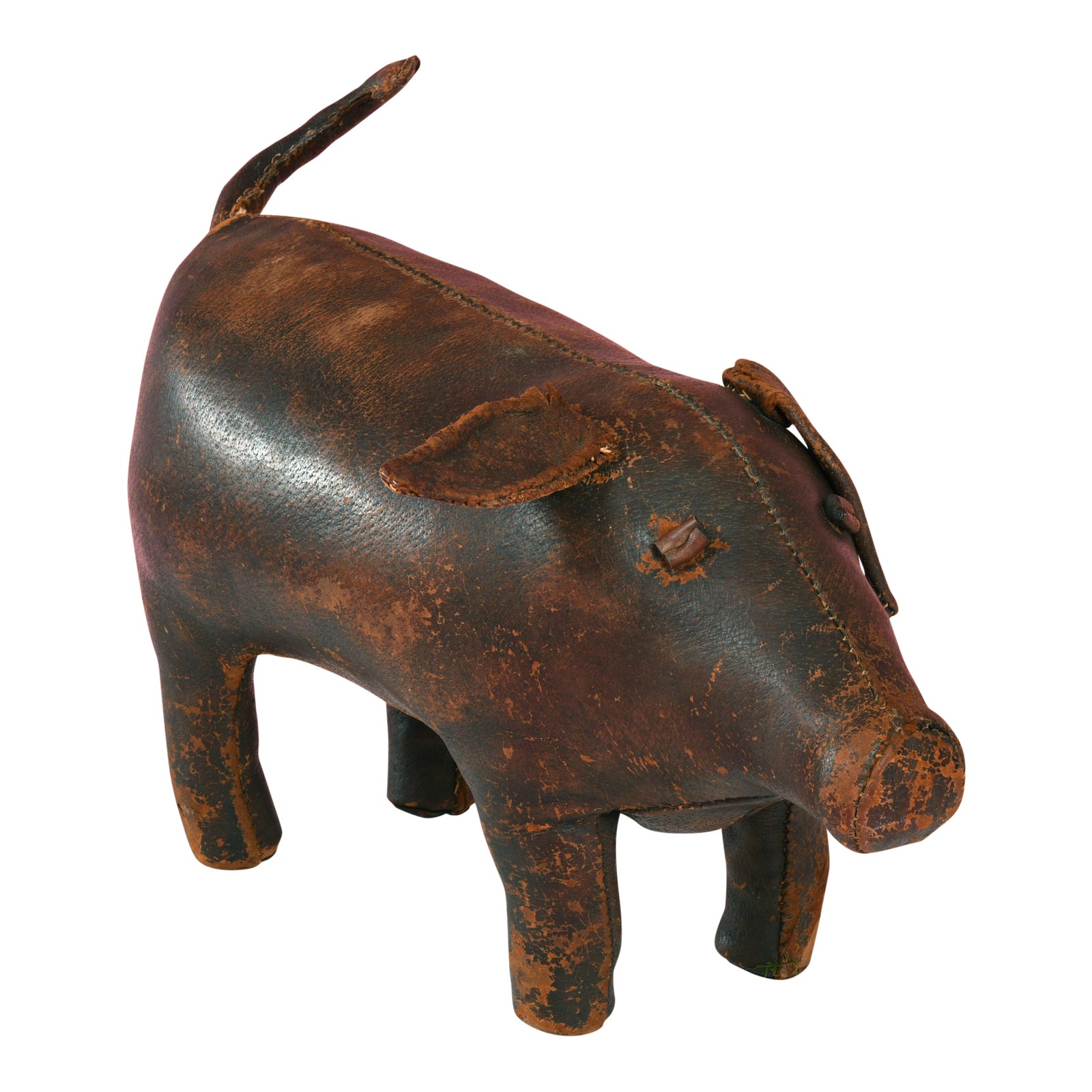 Dimitri Omersa for Abercrombie and Fitch Leather Pig Ottoman in