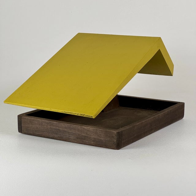 Wood Mid 20th Century Brilliant Mid-Century Modern Wooden [Bird] House Sculpture in Period Mustard Color For Sale - Image 7 of 12