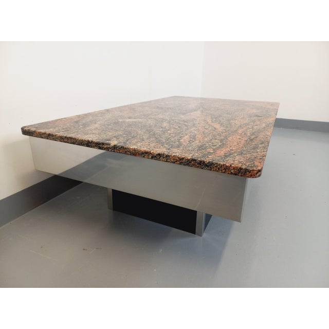 Vintage Coffee Table in Chrome Metal and Black Melamine with Bar, 1970s For Sale - Image 9 of 16