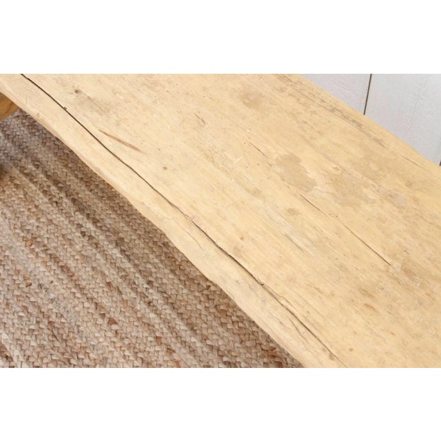 Tan Fossilized Wood Long Primitive Bench For Sale - Image 8 of 12