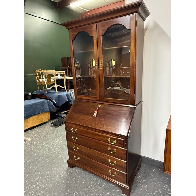 Wood Vintage 1980’s Mahogany Secretary Desk For Sale - Image 7 of 10