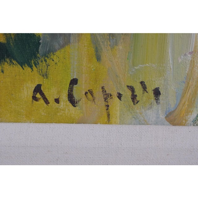 Artist Signed Vibrant Color Lady in Garden Oil Painting on Canvas For Sale - Image 11 of 13