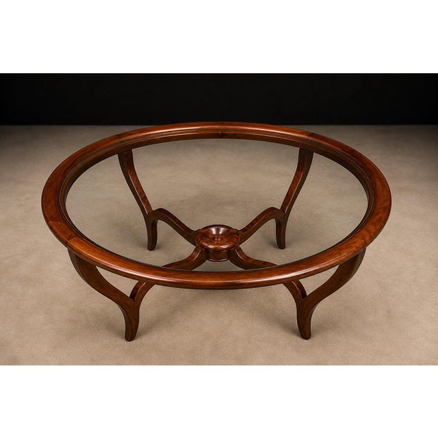 Circular Coffee Table in Caviúna Wood & Glass by Giuseppe Scapinelli, Brazil, 1950s For Sale - Image 12 of 18