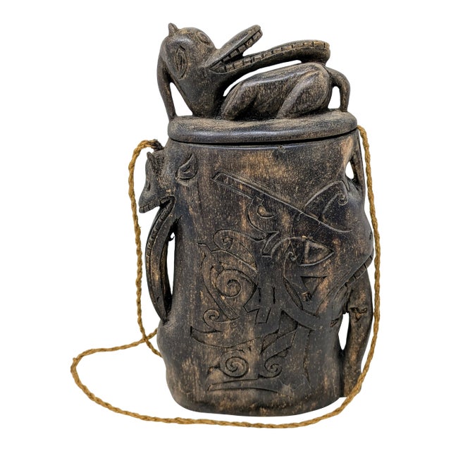 1940s Artisan Folk Art Borneo Dayak Tribe Bahau Water Container For Sale