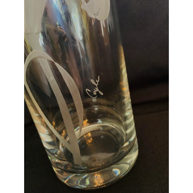 Perry Coyle Mid 20th Century Perry Coyle Tall Etched Glass Lily Vase For Sale - Image 4 of 13