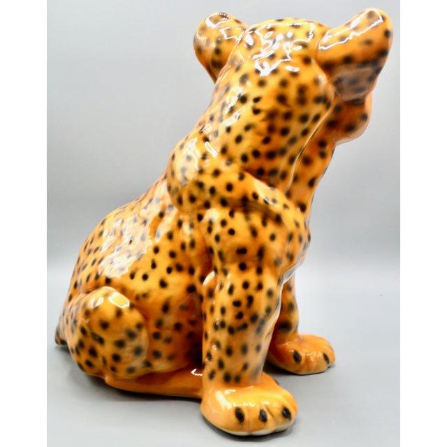Mid Century Italian Glazed Leopard Cub Figurine For Sale - Image 10 of 12
