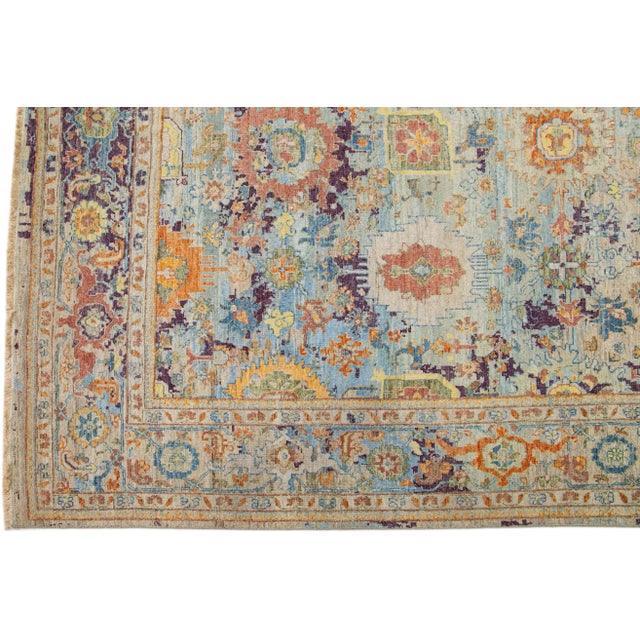 2020s Multicolor Handmade Persian Tabriz Style Wool Rug Allover Design by Apadana For Sale - Image 4 of 7