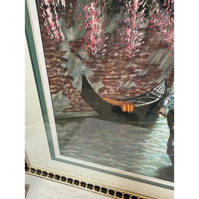 A Gondolier on the Canals of Venice Artwork, Framed For Sale - Image 11 of 12