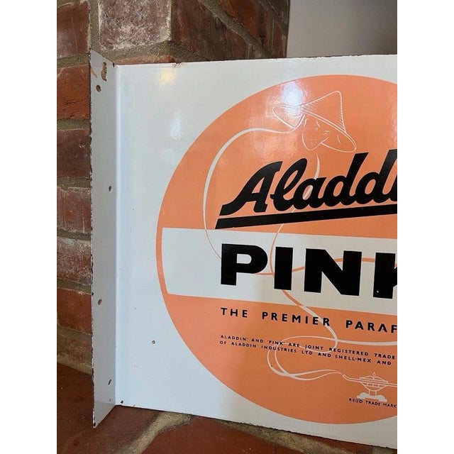 Mid-Century Shell-Mex & BP Aladdin Pink Double-Sided Enamel Flange Sign, 1970s For Sale - Image 4 of 10