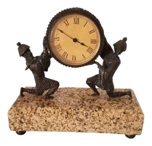 Art Nouveau "Hanhard" German Marble and Bronze Jaegar Infantry Soldiers Mantel Clock