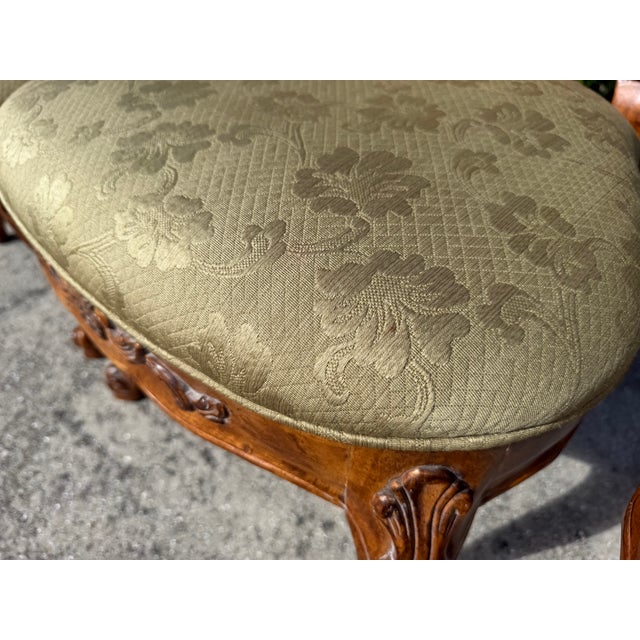 Century Furniture French Provincial Carved Wood Dining Chairs With Olive Damask Upholstery, Set of 6 For Sale - Image 12 of 12