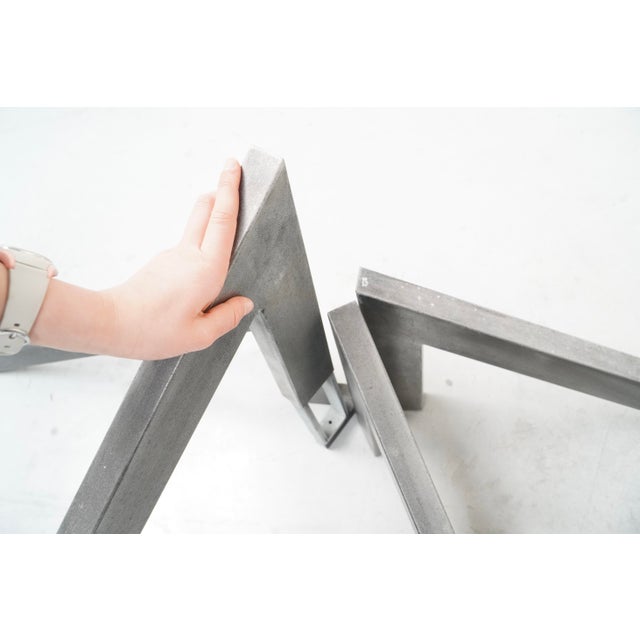 Gray Handmade Architectural Steel Candlestick by Roger Bonduel, Belgium, 1960s For Sale - Image 8 of 15