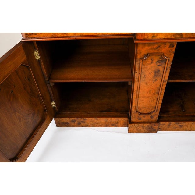 Antique Victorian Burr Walnut Breakfront Bookcase, 1800s For Sale - Image 12 of 18