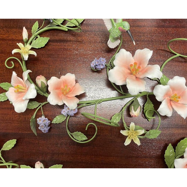 Mid 20th Century Vintage Porcelain and Tole Floral Candle Holder Wall Sconces - Set of 4 For Sale - Image 5 of 11