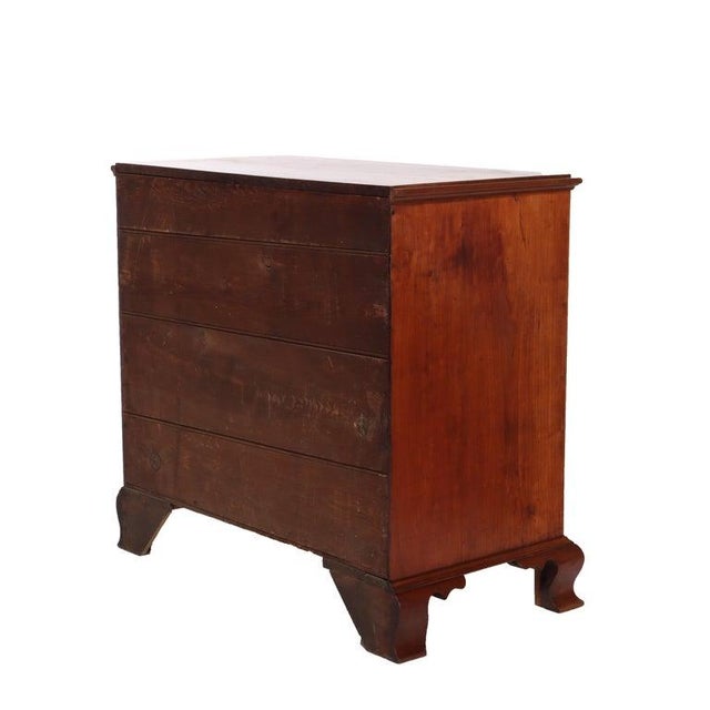 Antique Chippendale Cherry Graduated 4-Drawer Chest C1800 For Sale - Image 11 of 13