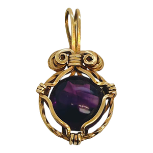 Post-1970 14k Yellow Gold Amethyst Pendant