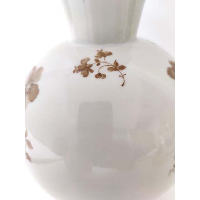 Ivory Ceramic Vase with Brown Floral Details from Rosenthal, Italy, 1943 For Sale - Image 13 of 17