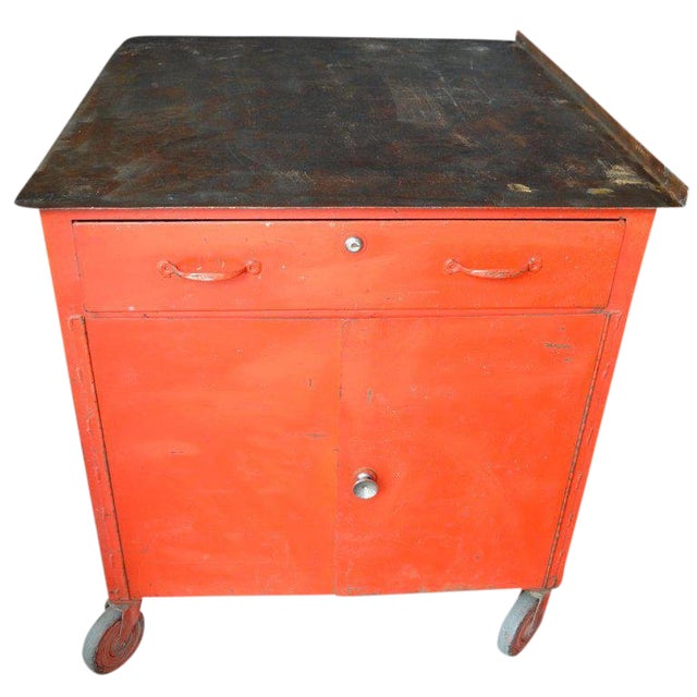 Storage Cabinet On Wheels With Steel Top As Kitchen Isle Wait