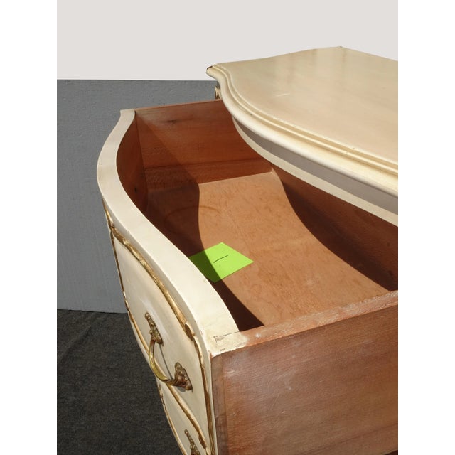 Vintage Tallboy Dresser French Country Off White With Gold Trim Chest of Drawers For Sale - Image 11 of 13