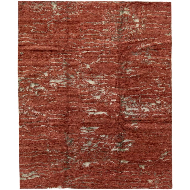 Metal 2010s Handmade Abstract Copper Modern Wool & Silk Rug For Sale - Image 7 of 7