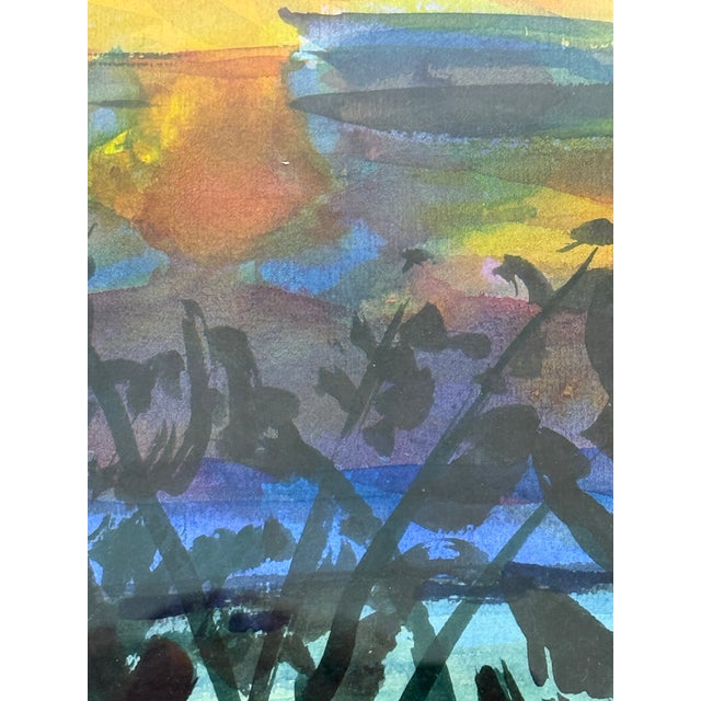 Paint Post Impressionistic Original Watercolor Art Work, Framed For Sale - Image 7 of 12