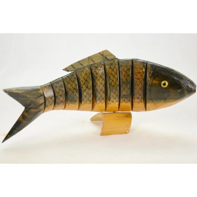 Nautical 1970s Carved Reticulated Wood Fish For Sale - Image 3 of 6