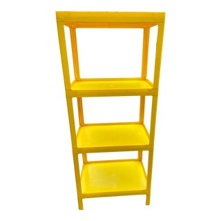 Mid Century 1970s Kartell Style Modern Yellow Plastic Shelf Unit For Sale