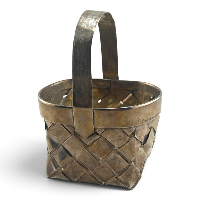 Cartier Mid 20th Century Cartier Sterling Silver Miniature Basket For Sale - Image 4 of 6