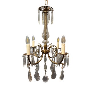 Antique French Bronze and Crystal Chandelier, 1800s For Sale