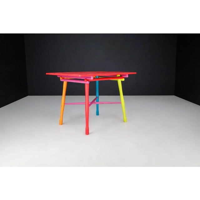 1960s Mid-Century French Folk Art Painted Beechwood Table, France, 1960s For Sale - Image 5 of 13