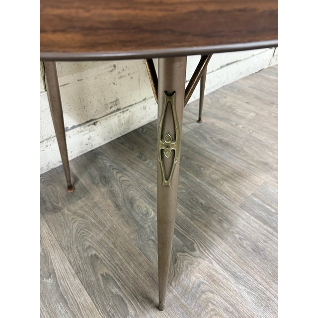 Vintage Mid Century Modern Folding Laminate Top Oval Dining Table For Sale - Image 9 of 12